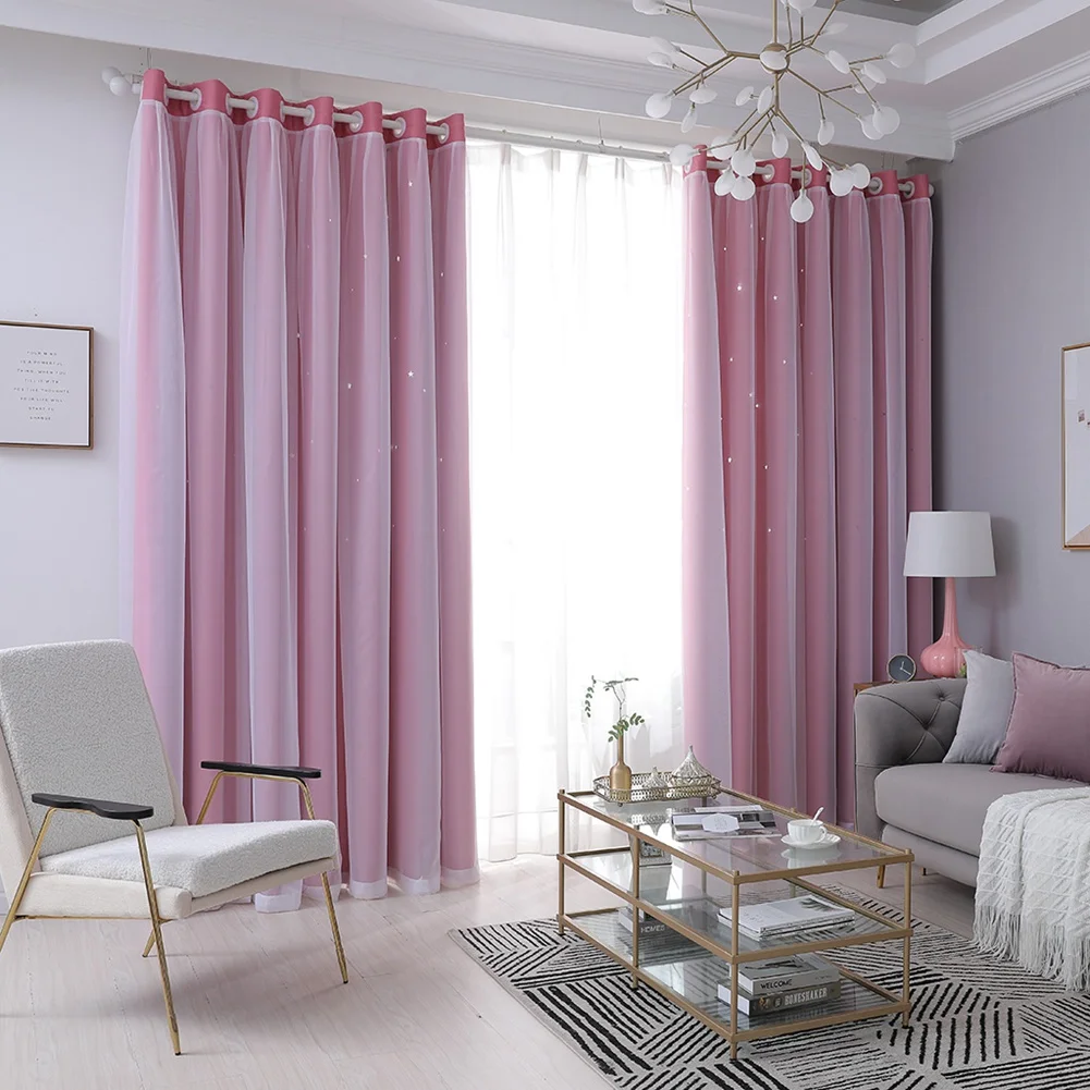 Hollow Out Star Curtain Sky Wonder Star Holes Cut Functional Room Darkening Drape for Bedroom/Living Room/Studio 1 Panel 40"*84"