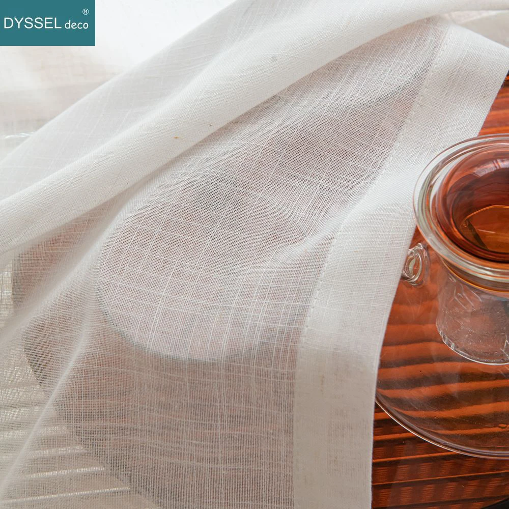 Modern Deco Linen Look Solid Home White Sheer European Style Window Curtains Grommet S Wave for Living Room Bedroom - Image 4