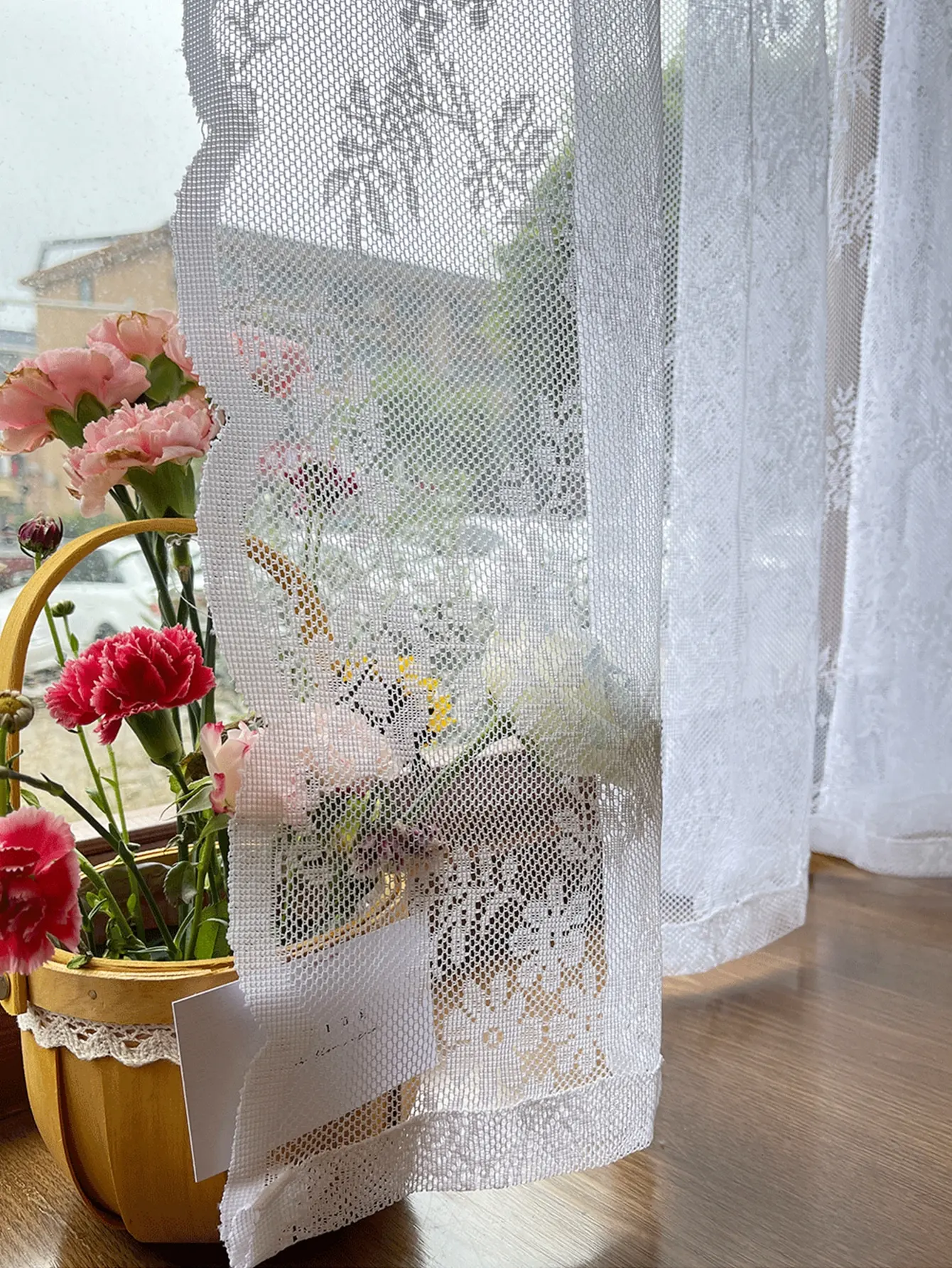 1pc White Flower Embroidery Single Panel Sheer Curtain, Romantic Blackout Curtains for Bedroom and Living Room - Image 3