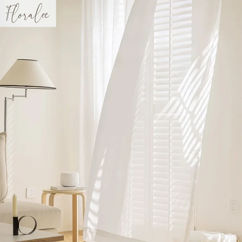Solid White Tulle High Quality Thick Yarn Luxury Chiffon Sheer Window Curtains for Living Room Bedroom Decor Voile Opaque Drapes - Image 5