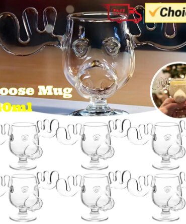 1/2/3PCS Christmas Elk Glass Cup 240ML Juice Milk Moose Mug Christmas Reindeer Head Beer Water Cup Holiday Party Drinkware Gifts