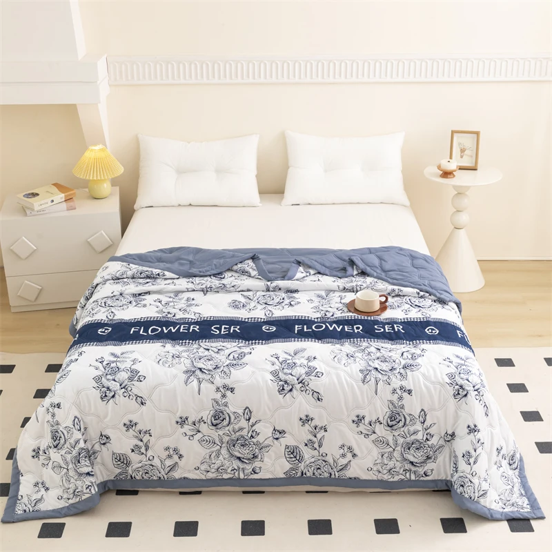 Floral Style Duvet Summer Thin Quilt Skin-friendly Bedspread Air Conditioning Blanket edredones Adults Kids Room Comforter Quilt - Image 5