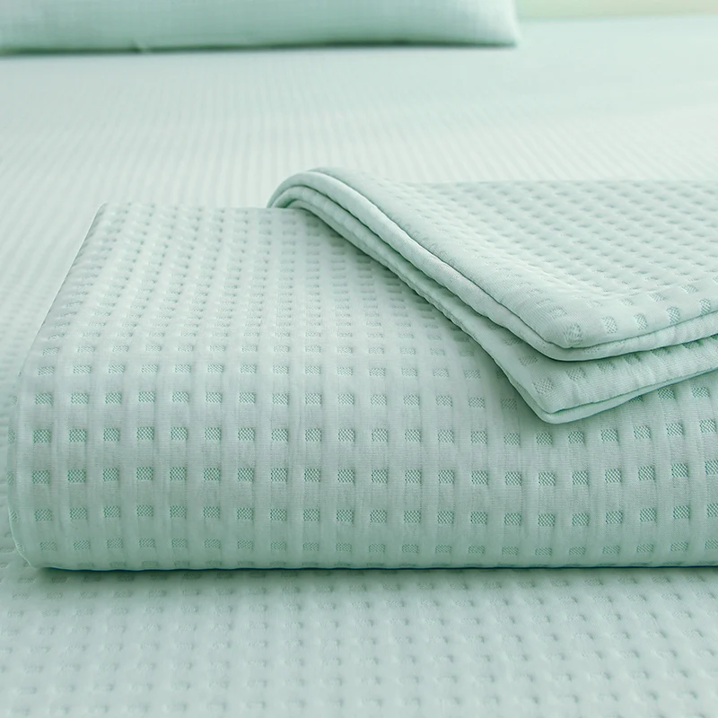 High-end Waffle Plaid Ice Silk Summer Blanket for Bed Double Side Cool Feel Silk Air Conditioning Quilt Cooling Duvet Comforter - Image 4