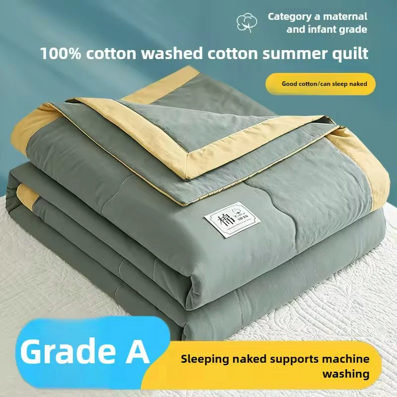 Summer Blanket 100% Cotton Inside and Outside Pure Cotton Air Conditioning Quilt Soft Skin-friendly Breathable Thin Duvet Summer