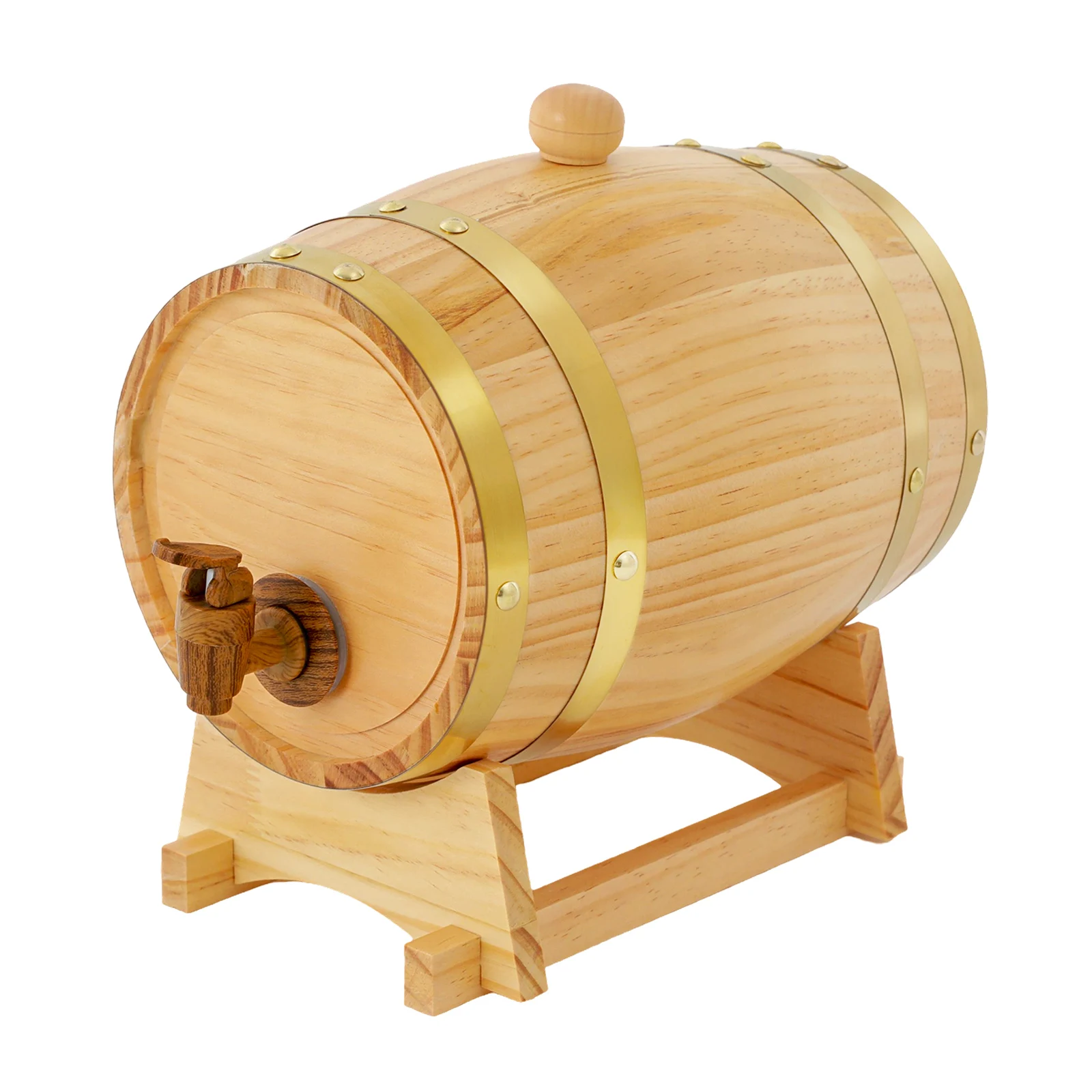 3/5L Wine Barrel with Stand, Wood Barrel with Faucet for Whiskey and Wine, Home Decor Hotel Vintage Wooden Coffee Barrel - Image 4