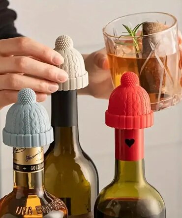 Silicone Wine Stopper Christmas Cap Wine Bottle Sealing Cover Stopper Fresh Red Wine Cork Champagne Bottle Stopper Kitchen Tools