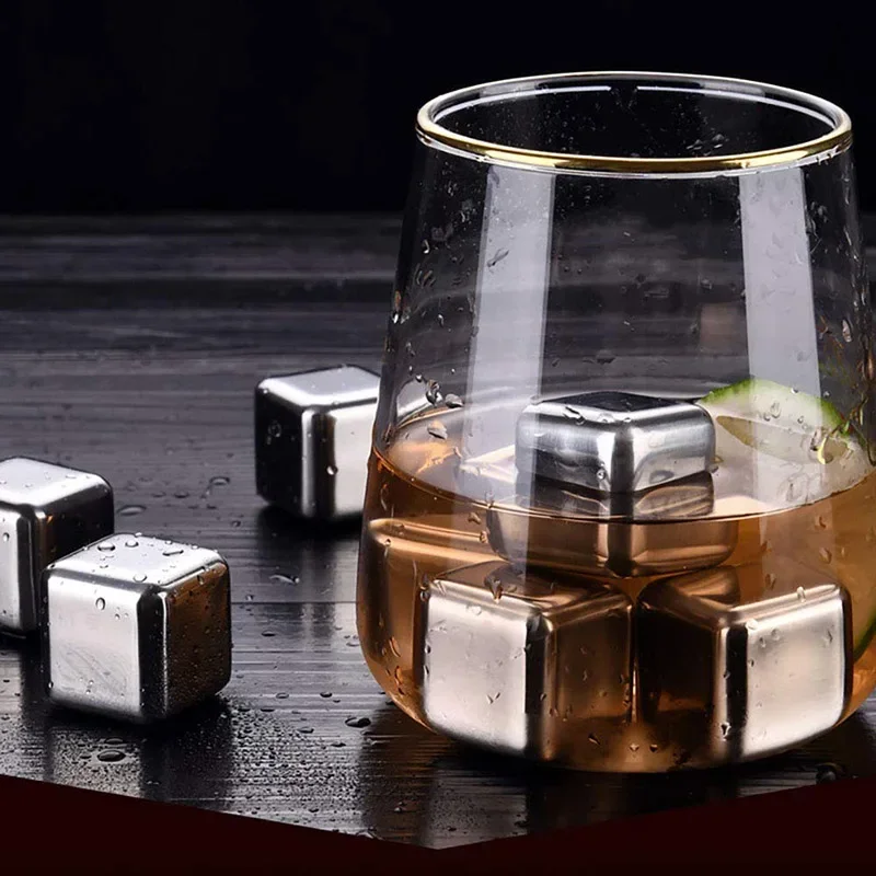 4/6/8 Pcs Stainless Steel Ice Cubes Set Reusable Chilling Stones for Whiskey Wine Wine Cooling Cube Chilling Rock Party Bar Tool - Image 4