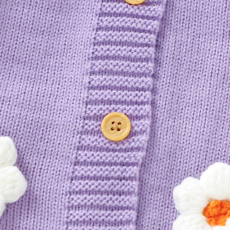 Sweet Floral Print Baby Girls Long Sleeve Rompers Fresh Babies Jumpsuit Knitted Acrylic Newborn One-piece Bodysuit Pullovers - Image 5