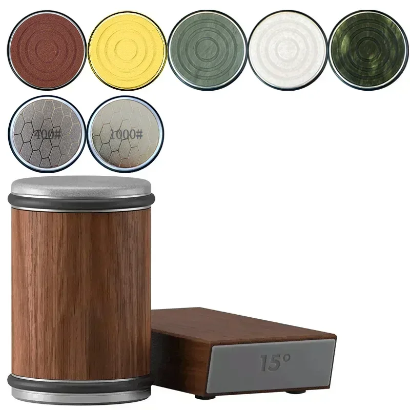 Rolling Knife Sharpener Magnetic Knife Holder Diamond Sharpening Stone Kit with 15 and 20 Degrees Angle Roller Kitchen Accessory