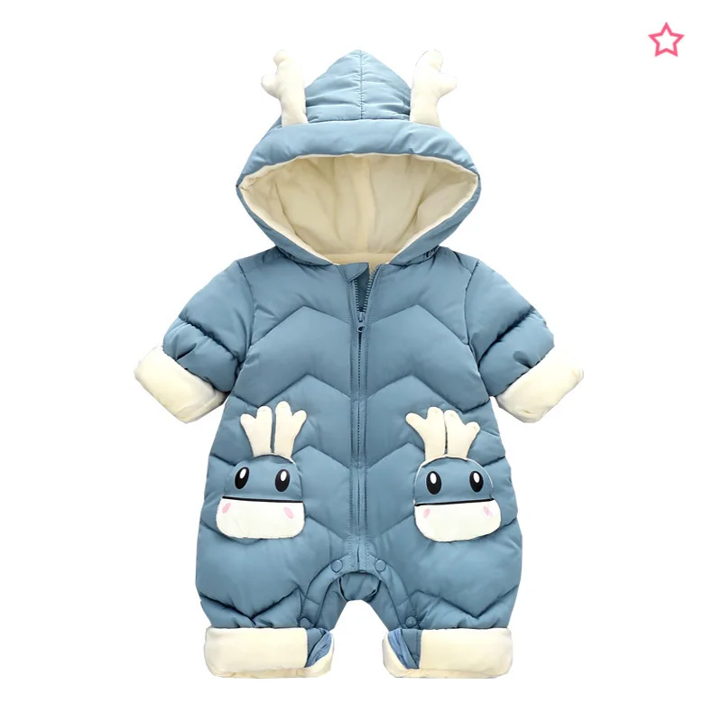 Demin-season Winter Kids Boys Rompers 2025 Cartoon Pockets Hooded Bodysuit For 0-3Y Newborn Infant Babys Boys One-piece Jumpsuit - Image 5