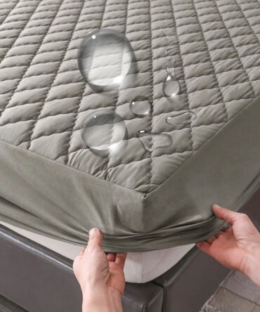 Waterproof Throw Mattress Cover Bed Fitted Sheet Mattress Protector Single/Double/140/160 Muti Size  Gray/White