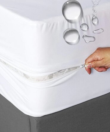 6-Sides Fully Enclosed Waterproof Mattress Cover with Zipper Dust-proof Fitted Sheet for Double Bed, Twin, Full, Queen, King