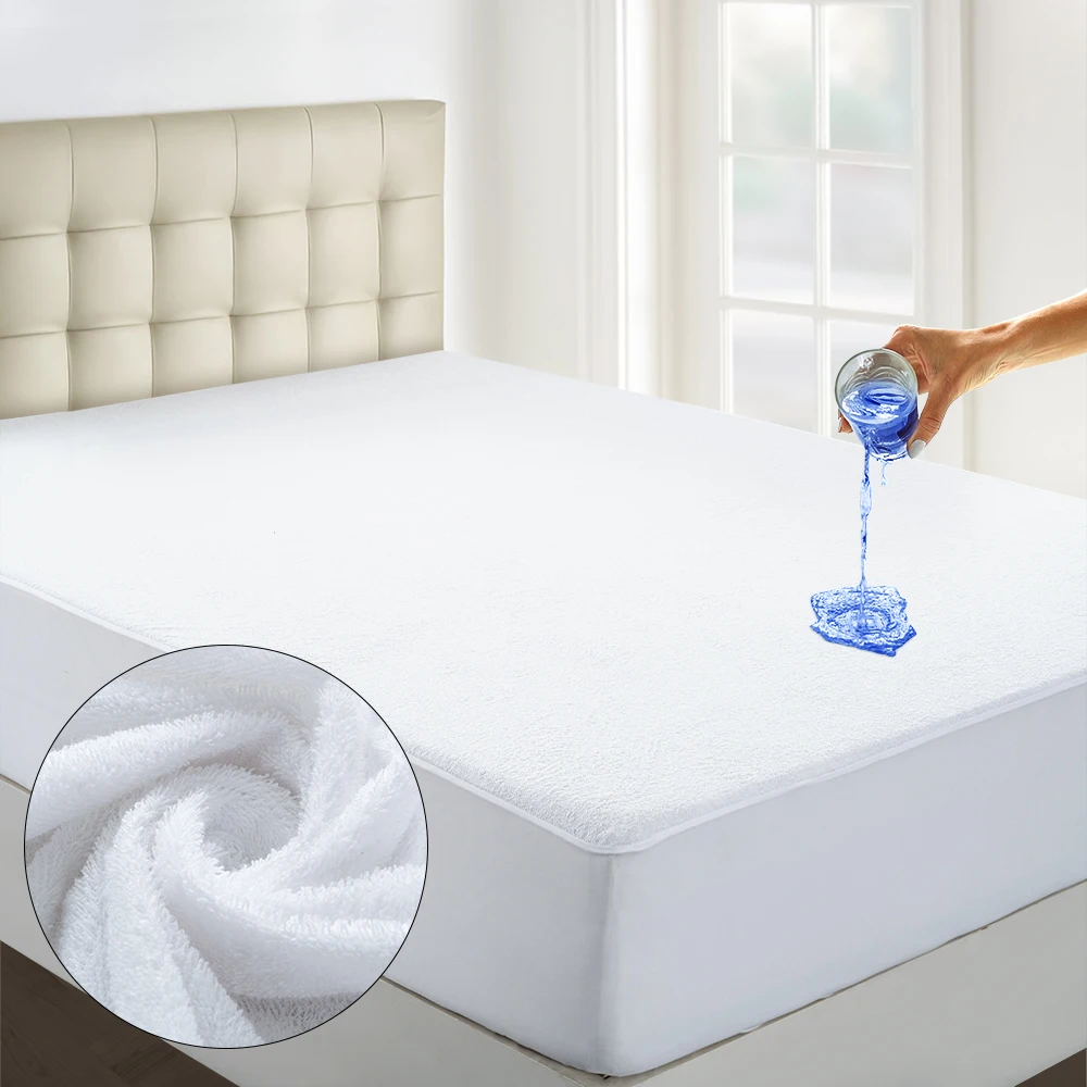 Lux Décor 100% Waterproof Mattress Protector – Soft, Quiet Terry Cloth Top, Breathable, Fitted Deep Pocket up to 16 Inches