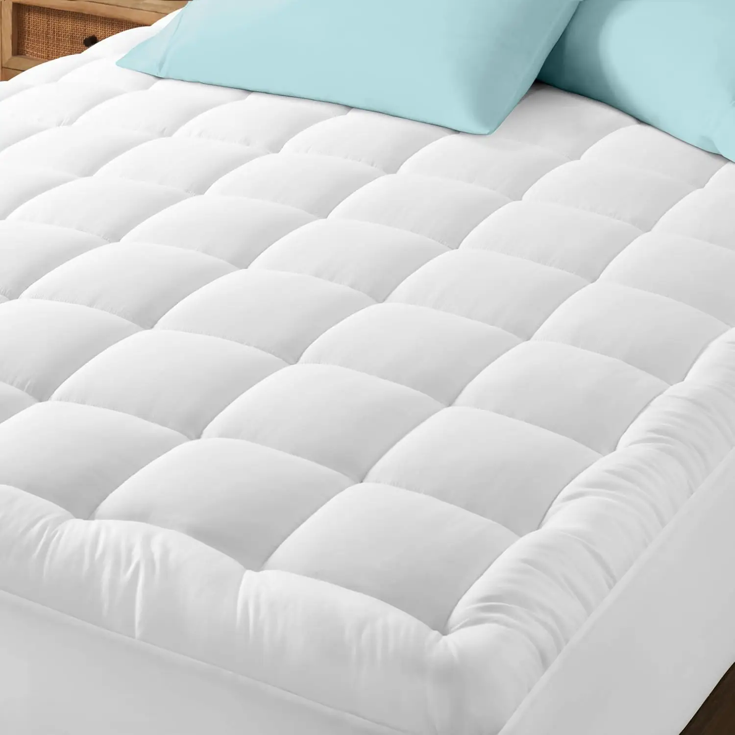Soft Mattress Topper Plush Pillow Top for Mattress - Fitted Mattress Pad Cover, Cooling Breathable Air Flow, 8-21" Deep Pocket