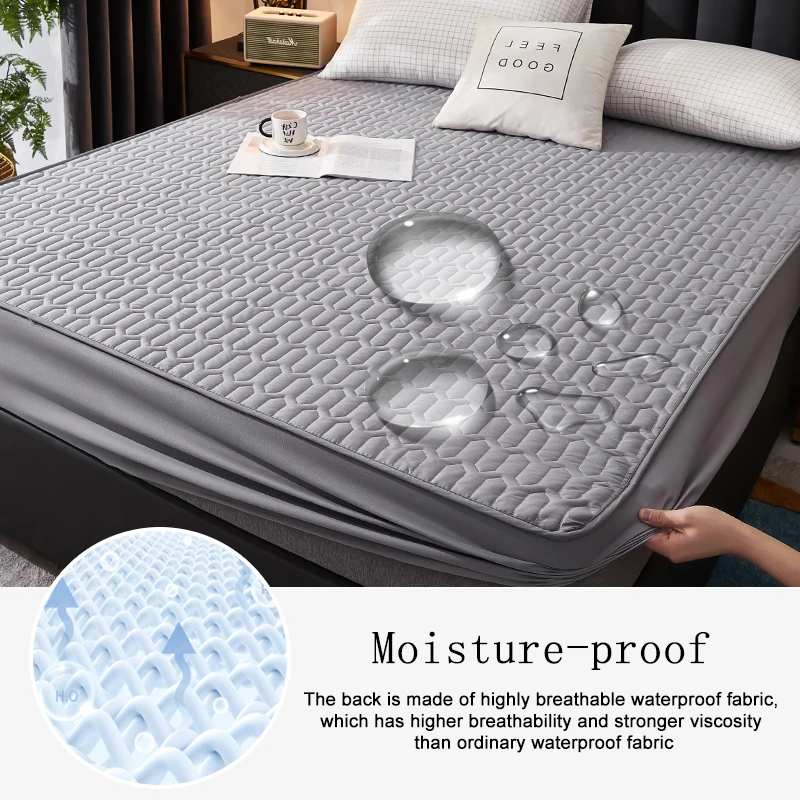 Waterproof Thicken Mattress Cover Quilted Latex Mat Bed Covers Pad Skin-Friendly Fitted Sheet Protector Bedspread150/160/180x200 - Image 4