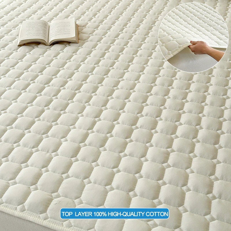 Quilted Mattress Cover Breathable Mattress Protector,Bed Sheet with Straps,Soft,Washable,Anti-Slip,Hypoallergenic, Noiseless - Image 3