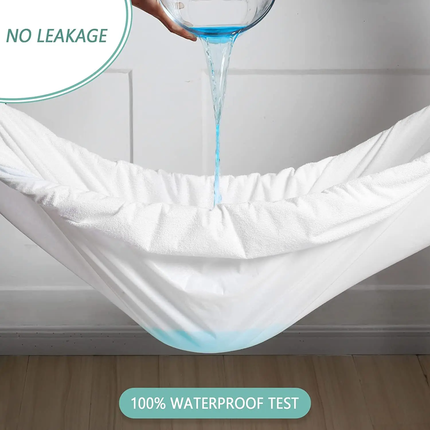 Waterproof Bedsheet Cotton Terry Flat Sheet Style Mattress Cover Anti Mites & Washable Sheet Protector - Image 3