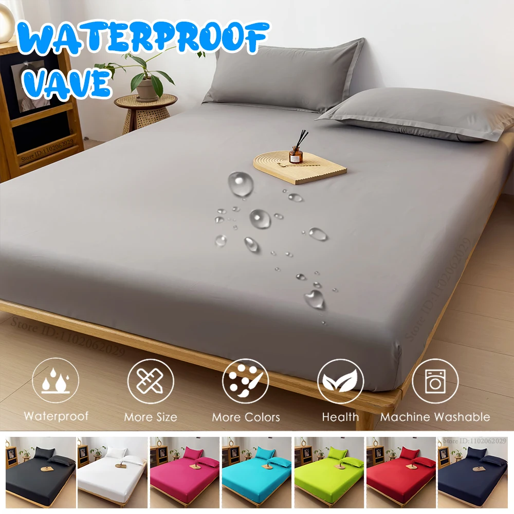Waterproof Mattress Covers Fitted Sheets Bed Bedspreads Fabric Thick Mattress Protector for Single Double King Queen Size Beds