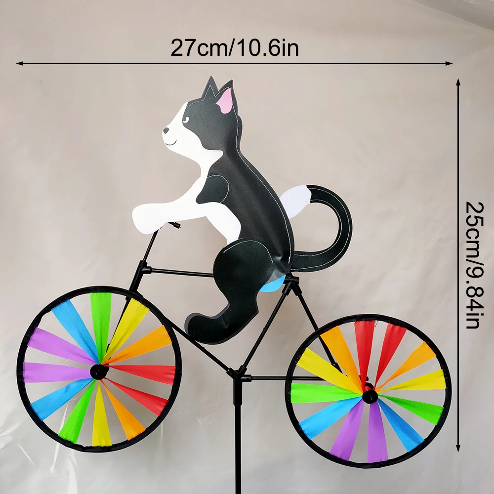 Animal Riding Three-dimensional Cartoon Modelling Windmill Creative Bicycle Wind Spinners Standing Pole Garden Yard Decoration - Image 6