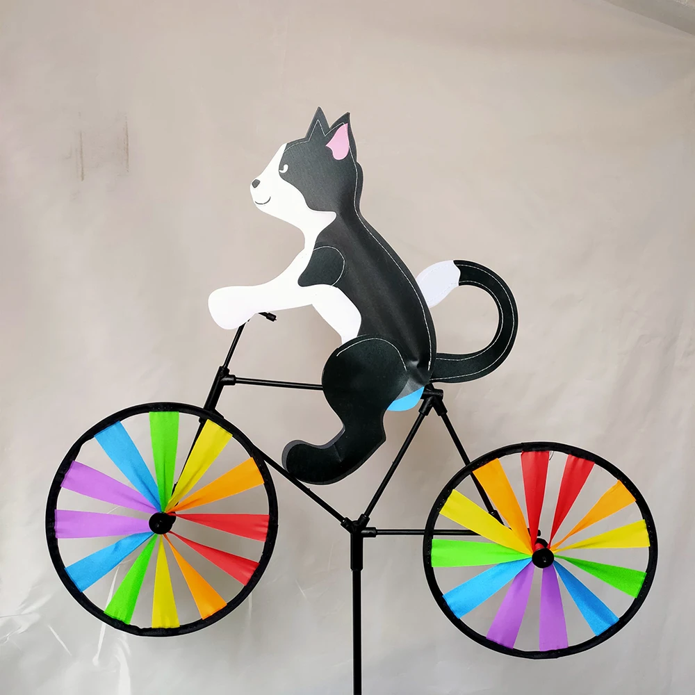 Animal Riding Three-dimensional Cartoon Modelling Windmill Creative Bicycle Wind Spinners Standing Pole Garden Yard Decoration - Image 4