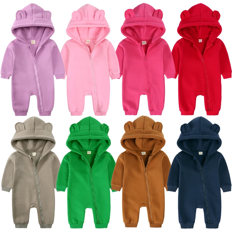 New Bodysuit For Newborn Rompers Baby Boys Girls Clothes Long Sleeve Solid Hoodies Bear Jumpsuit Costume Infant Onesies 3M-24M - Image 4