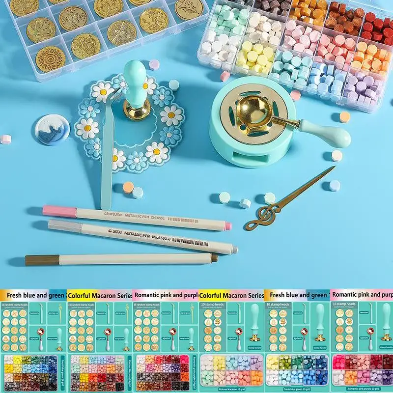 NEW Wax Seal Stamp Set Lacquered Stamp Sealing Wax Kit DIY Craft Supplies Scrapbooking Christmas Wedding Invitation Decoration