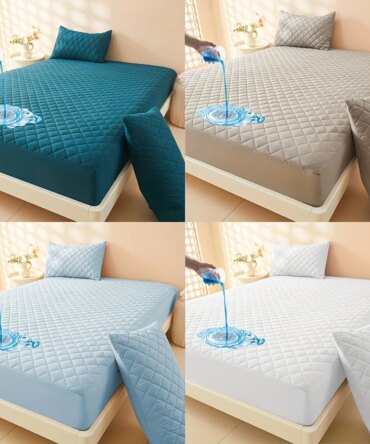 2/3pcs High Quality Waterproof Mattress Protector Set With Ultra-Soft Envelope Pillowcase Closures, Noiseless Fitted Sheet