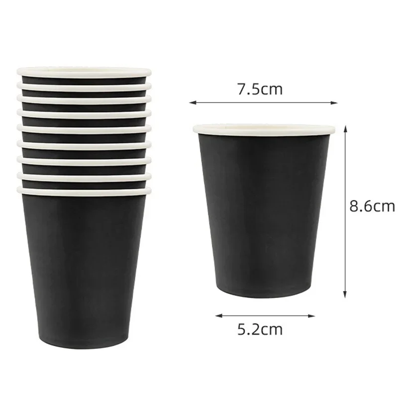 Solid Black Theme Tableware Birthday Party Disposable Cutlery Paper Napkins Cups Plates Tablecloths Fork Spoon Party Decorations - Image 3