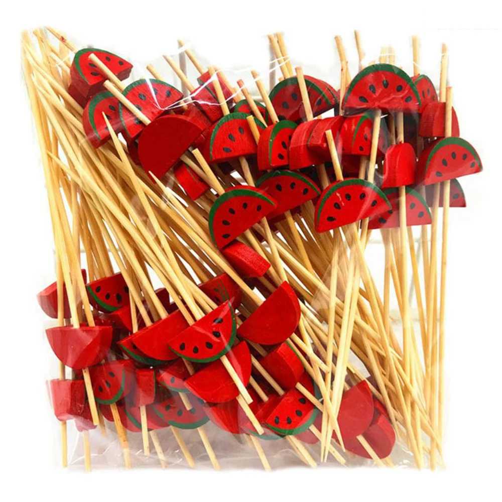 50/100Pcs Bamboo Skewers Hawaii Party Disposable Buffet Food Picks Cupcake Fruit Fork Party Dessert Salad Stick Toothpick Skewer - Image 6