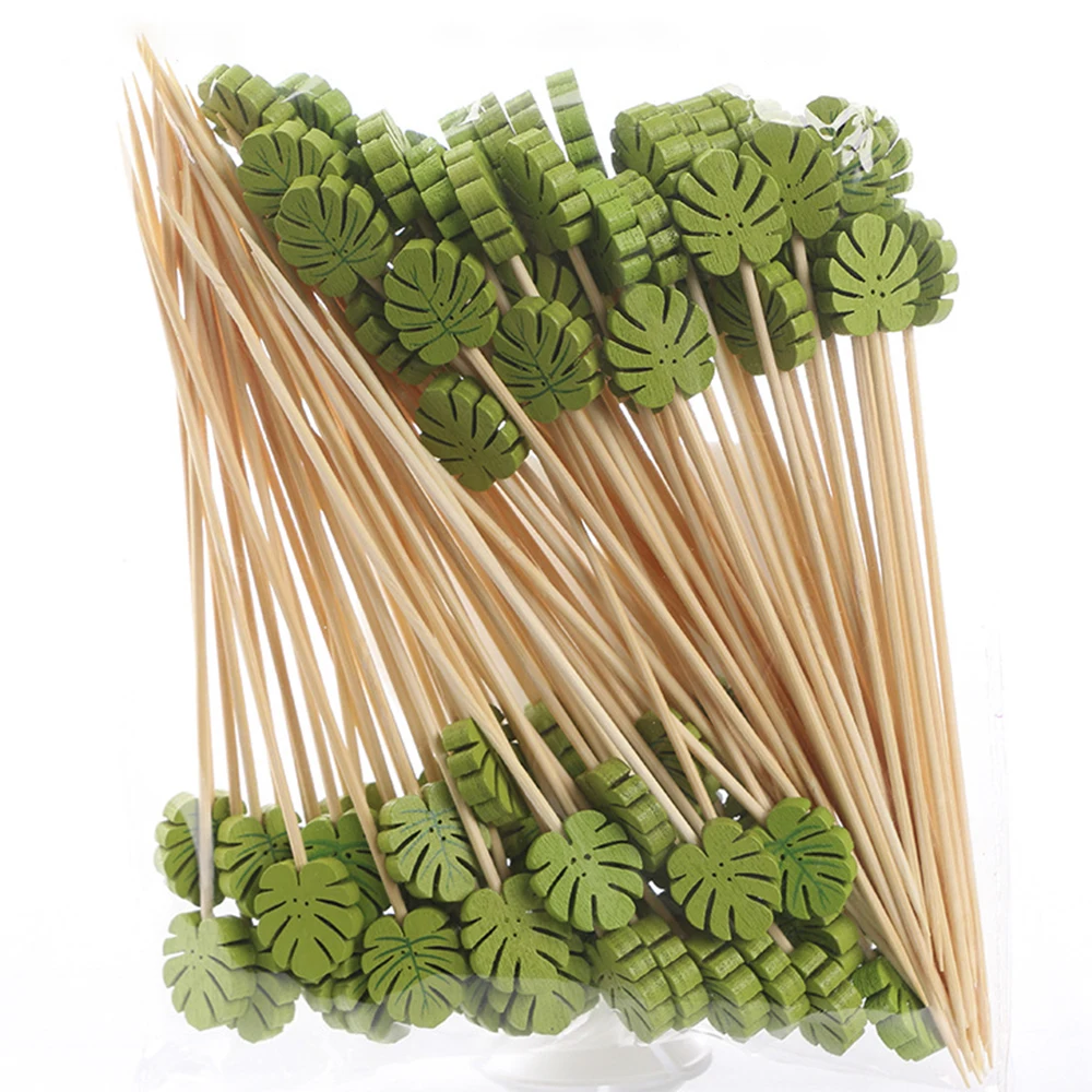 50/100Pcs Bamboo Skewers Hawaii Party Disposable Buffet Food Picks Cupcake Fruit Fork Party Dessert Salad Stick Toothpick Skewer - Image 4