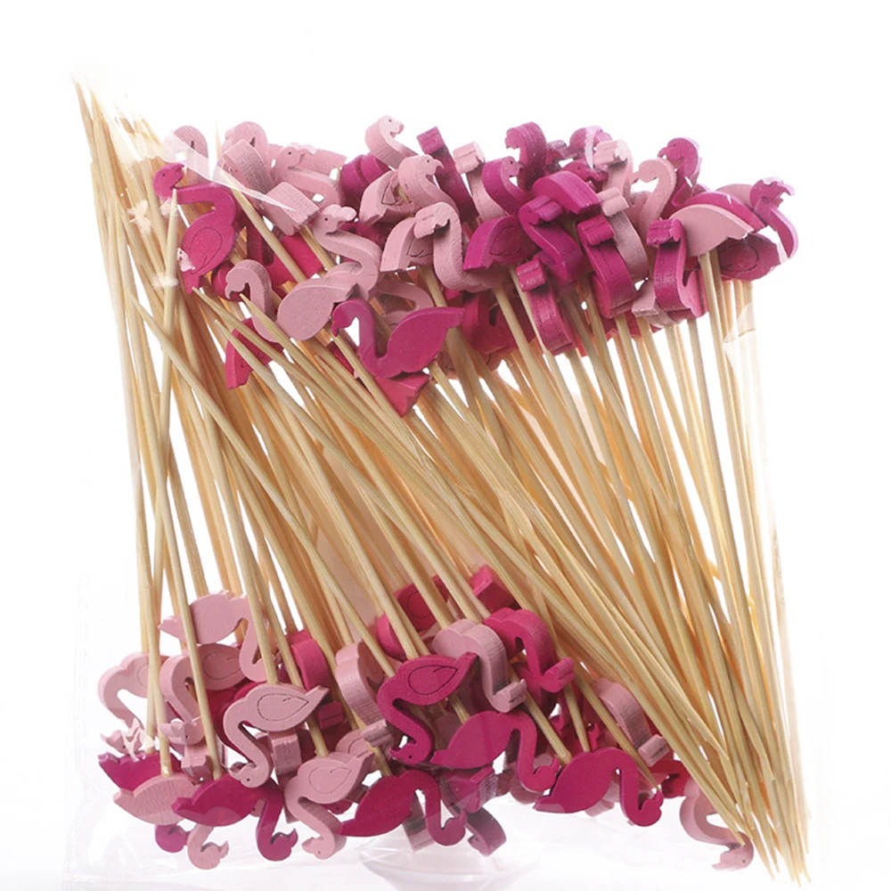 50/100Pcs Bamboo Skewers Hawaii Party Disposable Buffet Food Picks Cupcake Fruit Fork Party Dessert Salad Stick Toothpick Skewer - Image 3
