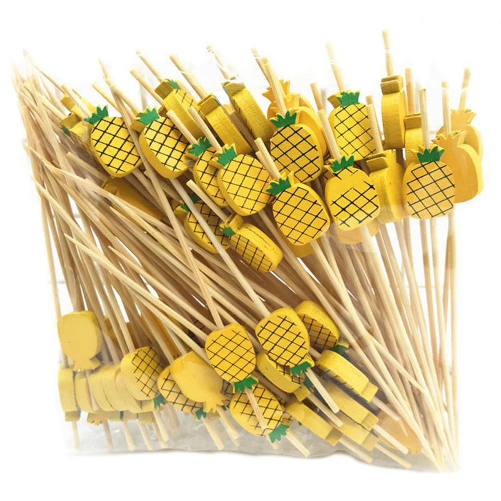 50/100Pcs Bamboo Skewers Hawaii Party Disposable Buffet Food Picks Cupcake Fruit Fork Party Dessert Salad Stick Toothpick Skewer - Image 5