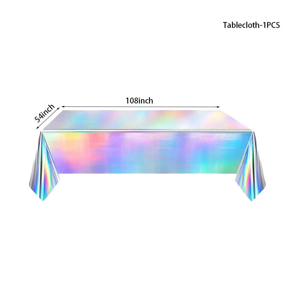 Silvery Laser Disposable Paper plates Birthday Party Tableware Set Laser Tablecloth Napkins Cups Straw Wedding Party Supplies - Image 4