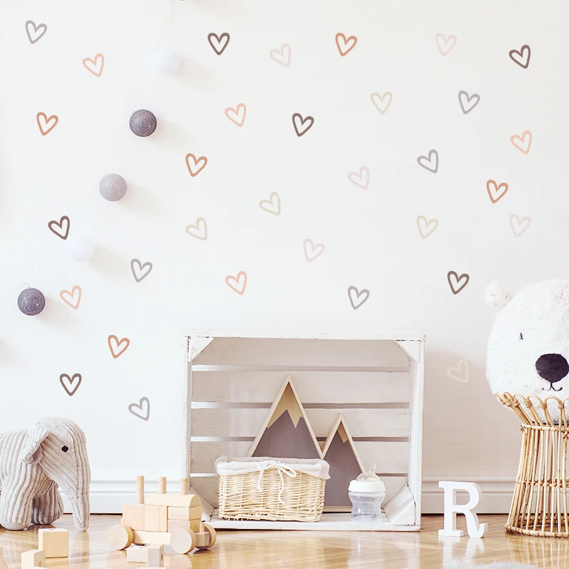 36pcs Heart Shape Trendy Boho Style Wall Stickers Bohemian Wall Decals for Living Room Bedroom Nursery Room Kids Room Home Decor - Image 3
