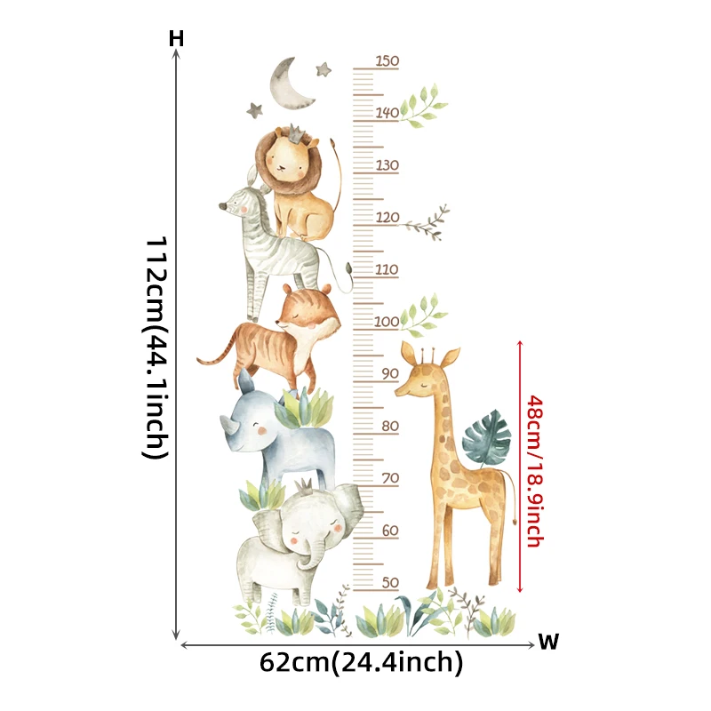 3PC Cartoon Animal Height Ruler Wall Stickers for Waterproof Removable PVC Kids Room Kindergarten Home Decoration - Image 5