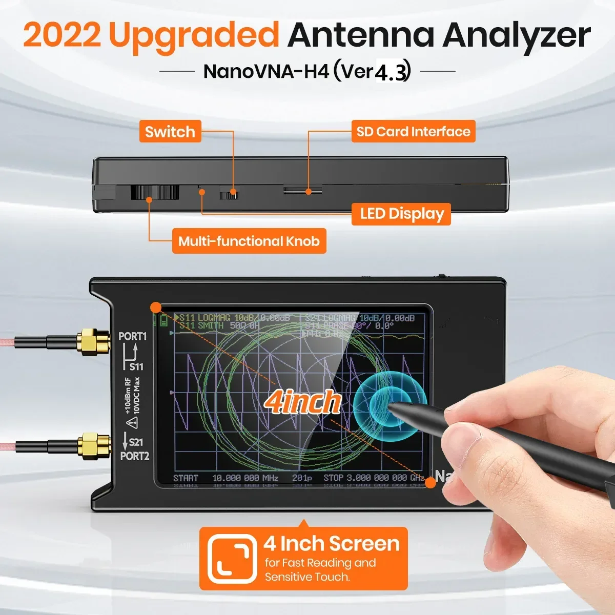 Spectrum Anslyzer NanoVNA-H4 Vector Network Antenna Analyzer 10KHz-1.5GHz MF HF VHF UHF Antenna Tuner 32GB nano vna NanoVNA-H - Image 4