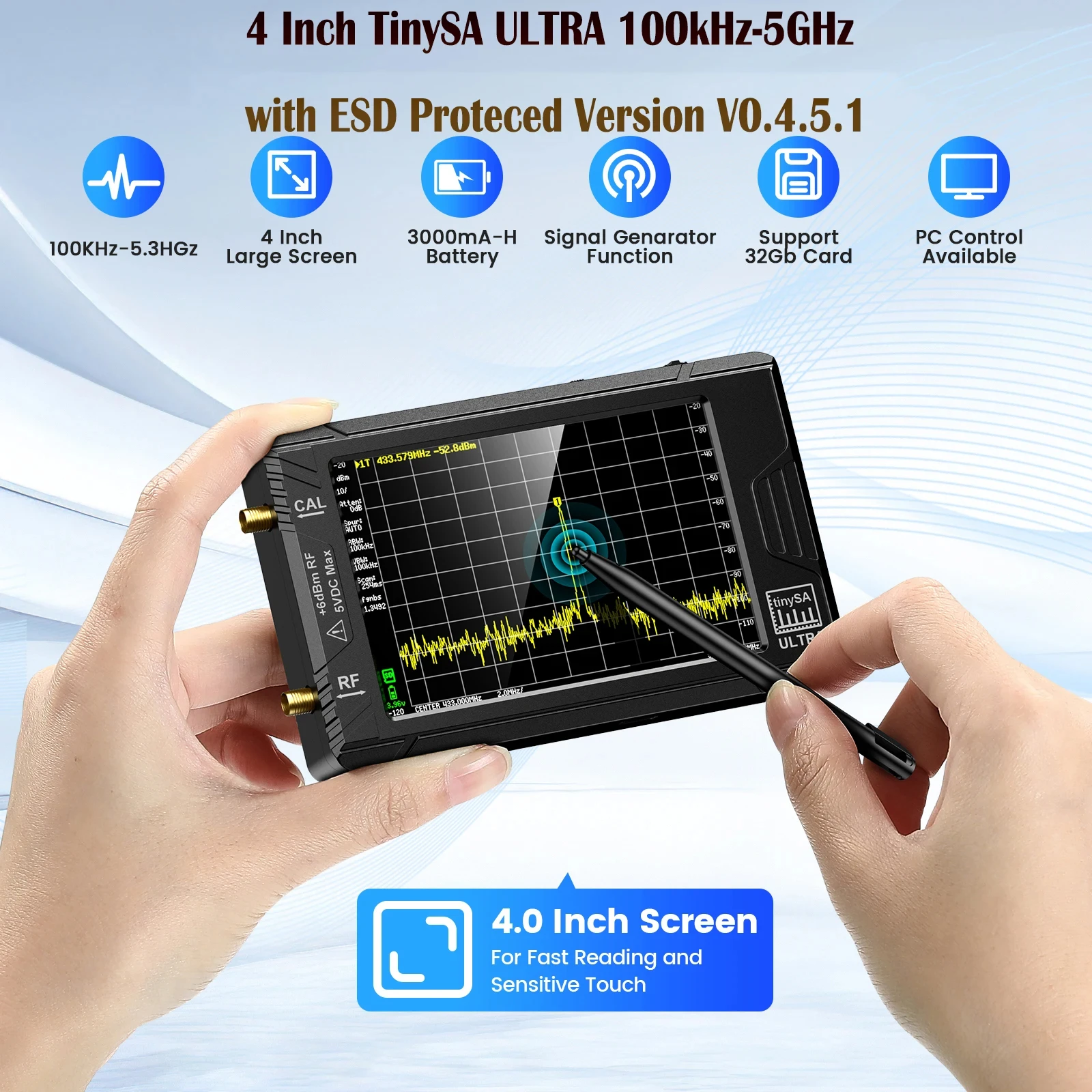 New Original TinySA ULTRA Handheld Tiny Spectrum Analyzer TinySA 4 Inch Touch Screen Build in Battery - Image 2