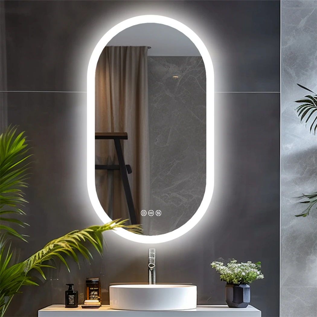 Oval LED Bathroom Mirror Smart Mirrors Dimmable 3 Colors Anti-Fog Light Memory IP65 CRI95 Large Wall Mounted Mirror 32 x 20 in - Image 2