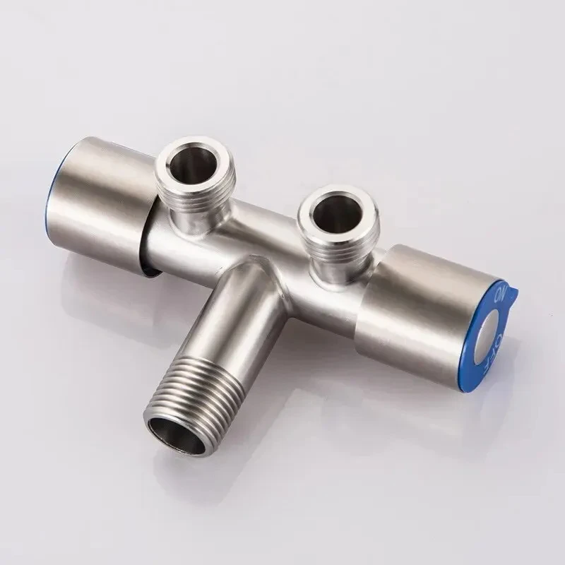 LUHAIXIONGDI Stainless Steel Single Cold Water 1 In 2 Out Bathroom Toilet Angle Valve Washing Machine Double Outlet Water Tap - Image 4