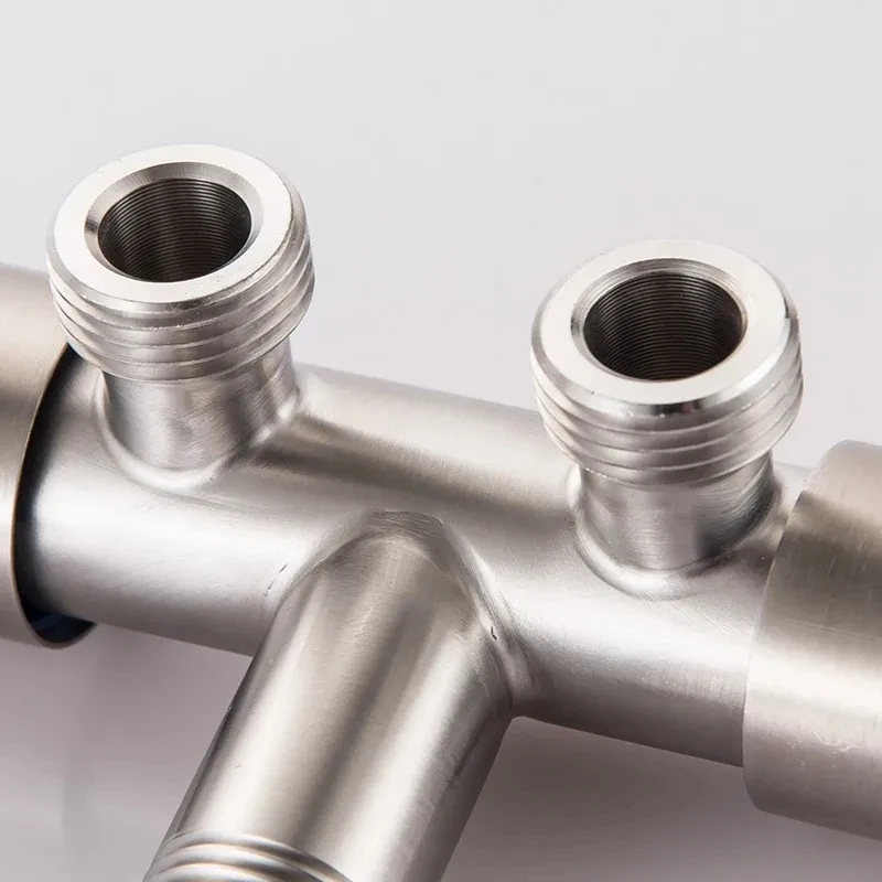 LUHAIXIONGDI Stainless Steel Single Cold Water 1 In 2 Out Bathroom Toilet Angle Valve Washing Machine Double Outlet Water Tap - Image 5