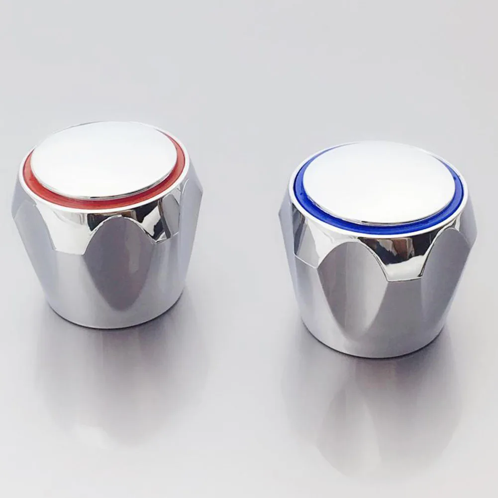 2pcs Hot & Cold Tap Top Head Faucet Cover Chrome Plated Replacement Set Kitchen Bathroom Faucet Handle