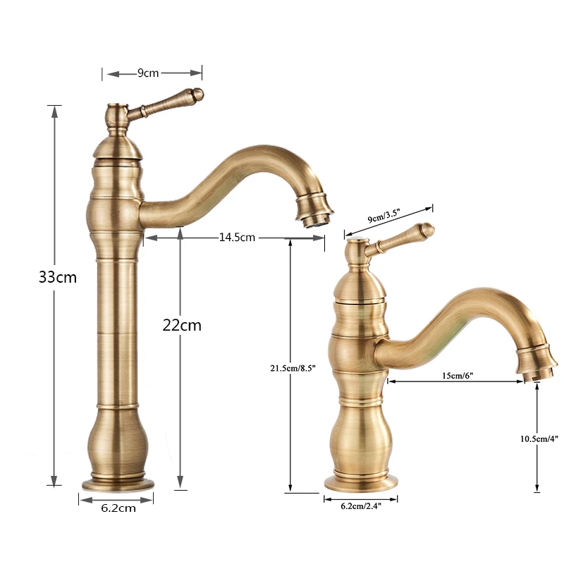 POIQIHY Antique Brass Basin Vessel Sink Faucet Deck Mounted One Hole Cold Hot Water Cold Hot Mixer Tap Bathroom Faucet 1 Hole - Image 6