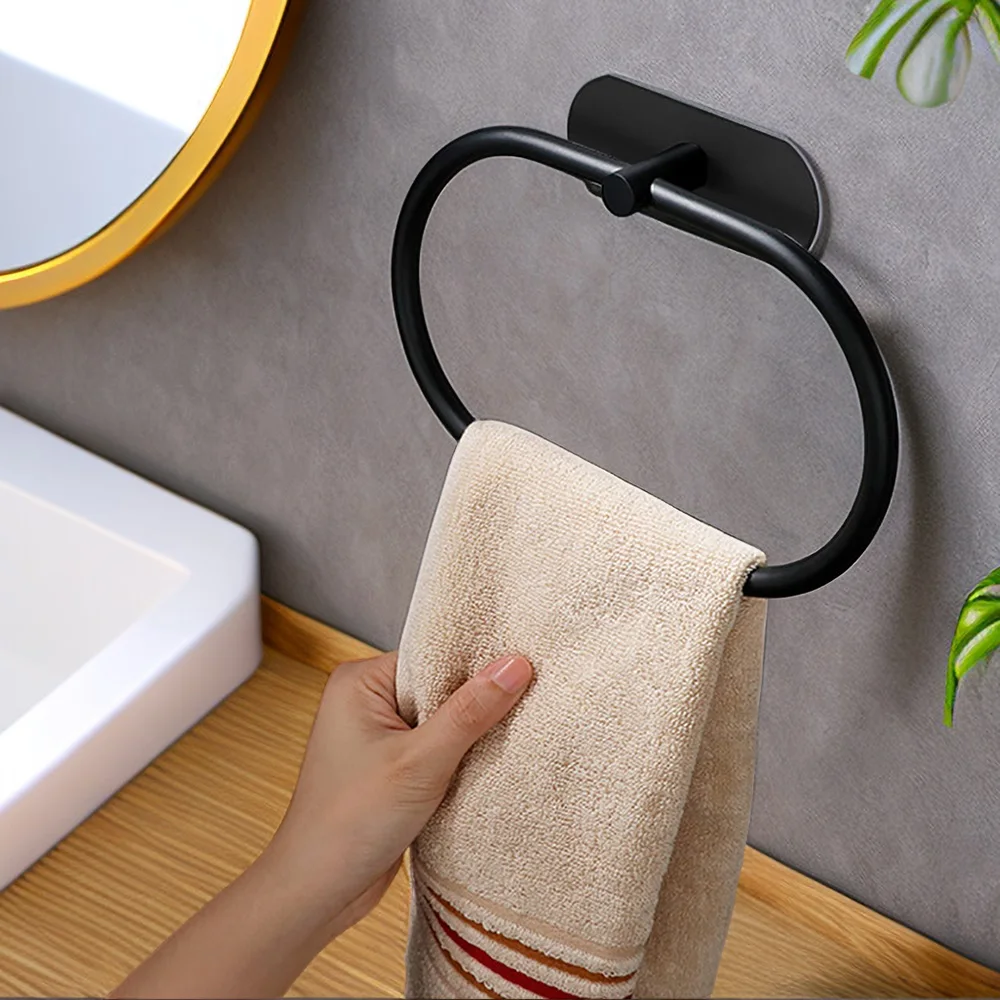 4Pcs/Set Towel Holder Toilet Paper Holder Bathroom Accessories Adhesive Hooks Wall Coat Hanger Kitchen Storages Napkin Dispenser - Image 3