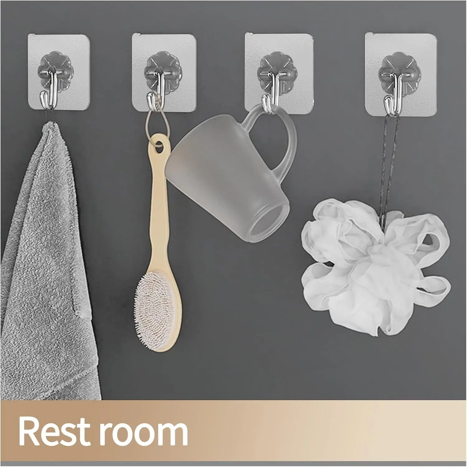 5/50pcs Transparent Stainless Steel Strong Self Adhesive Hooks Key Storage Hanger for Kitchen Bathroom Door Wall Multi-Function - Image 6