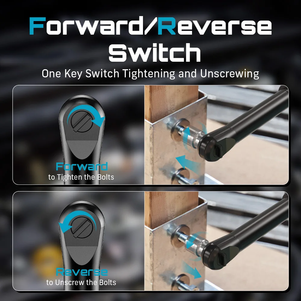 SEESII 6" Extended Ratchet Wrench 3/8"Cordless Electric Wrench 55Nm 12V Rechargeable Angle Wrench Car Repair Tools w/2 Batteries - Image 5