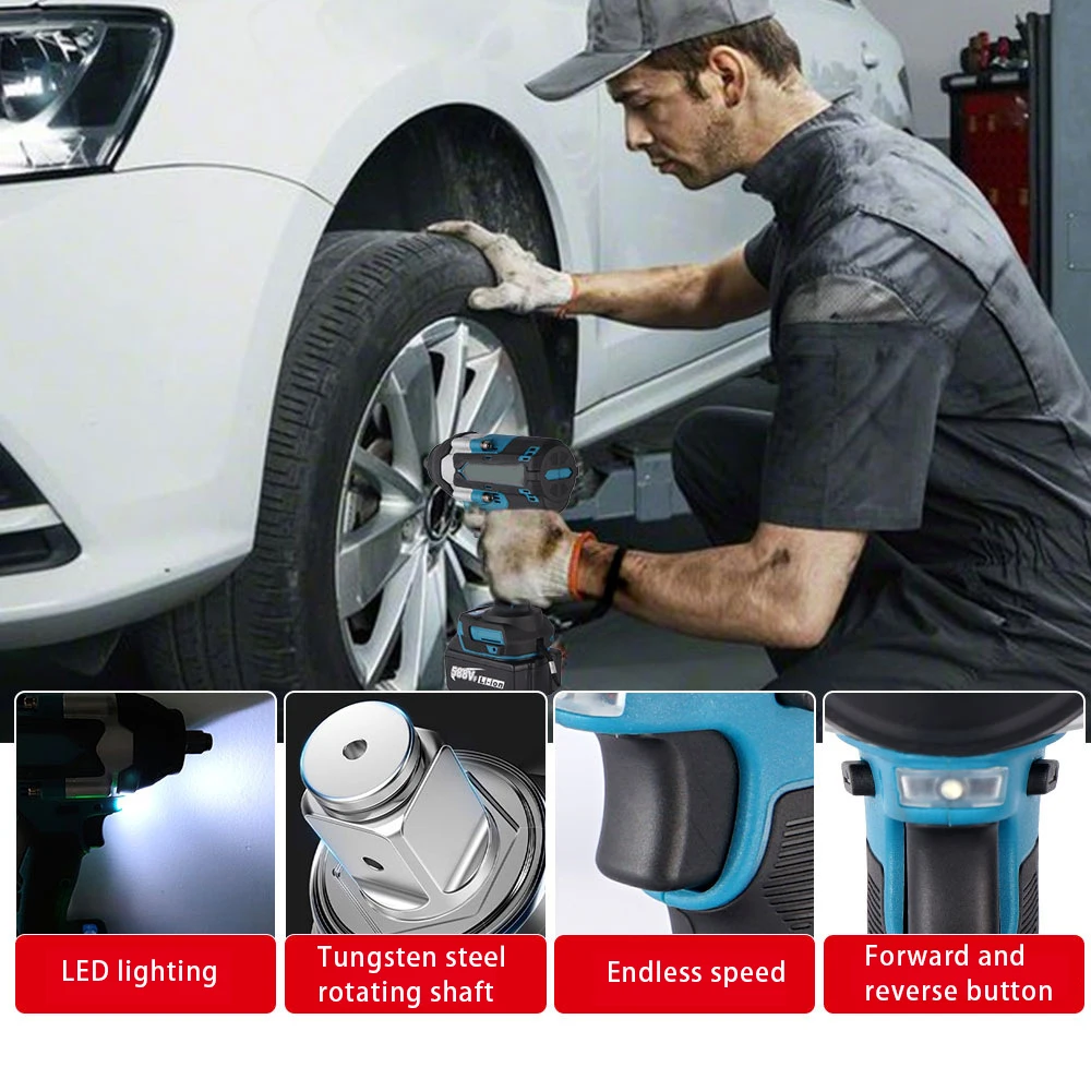 1/2" Brushless Electric Impact Wrench 2800N.M Torque Removal Screw Nut Screwdriver Home Power Tool for Makita 18V Batte - Image 3