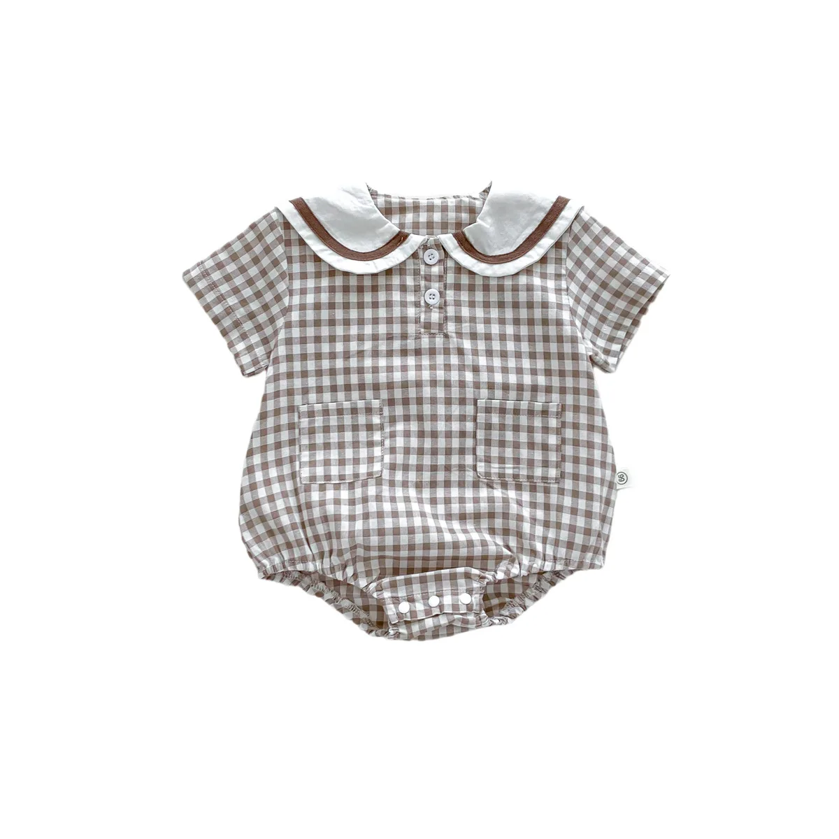 Summer New In Infant Baby Girls Short Sleeve Plaid Bear Outwear Kids Cotton Clothing One-pieces Newborn Cute Bodysuits 유아복 - Image 6