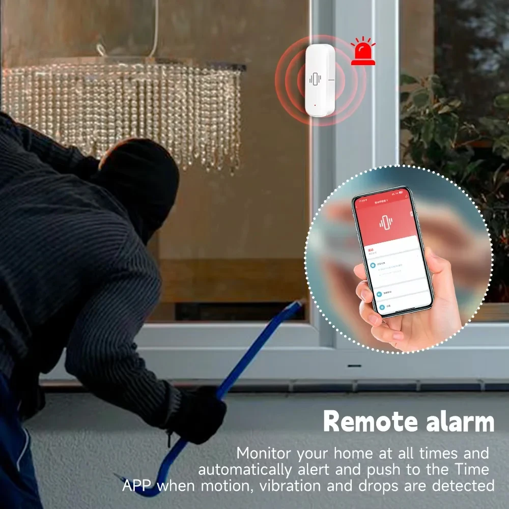 ZigBee Smart Vibration Sensor Real Time Monitoring Door Window Detection Tilt Alarm Smart Home Security Protection System - Image 3