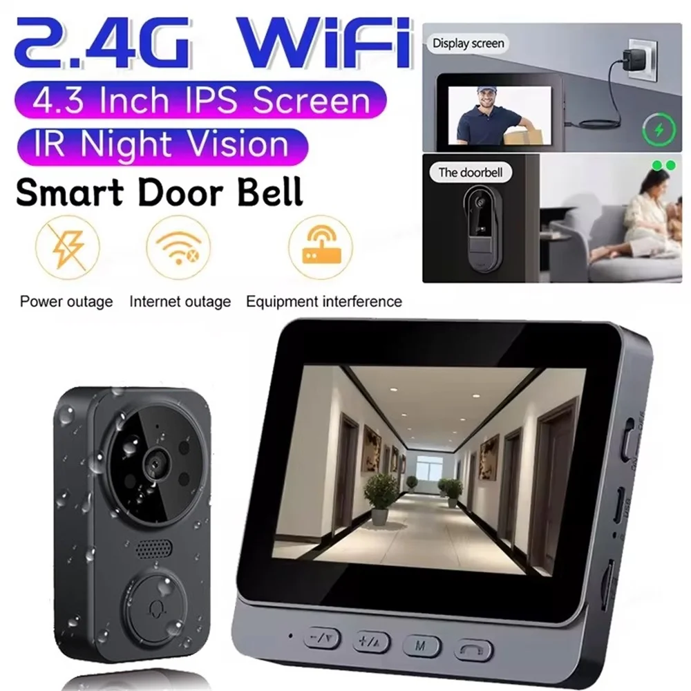 Wireless Video Doorbell Camera Bundle Smart Security System with Night Vision 2.4G WiFi HD Motion Detection And Cloud Storage - Image 4