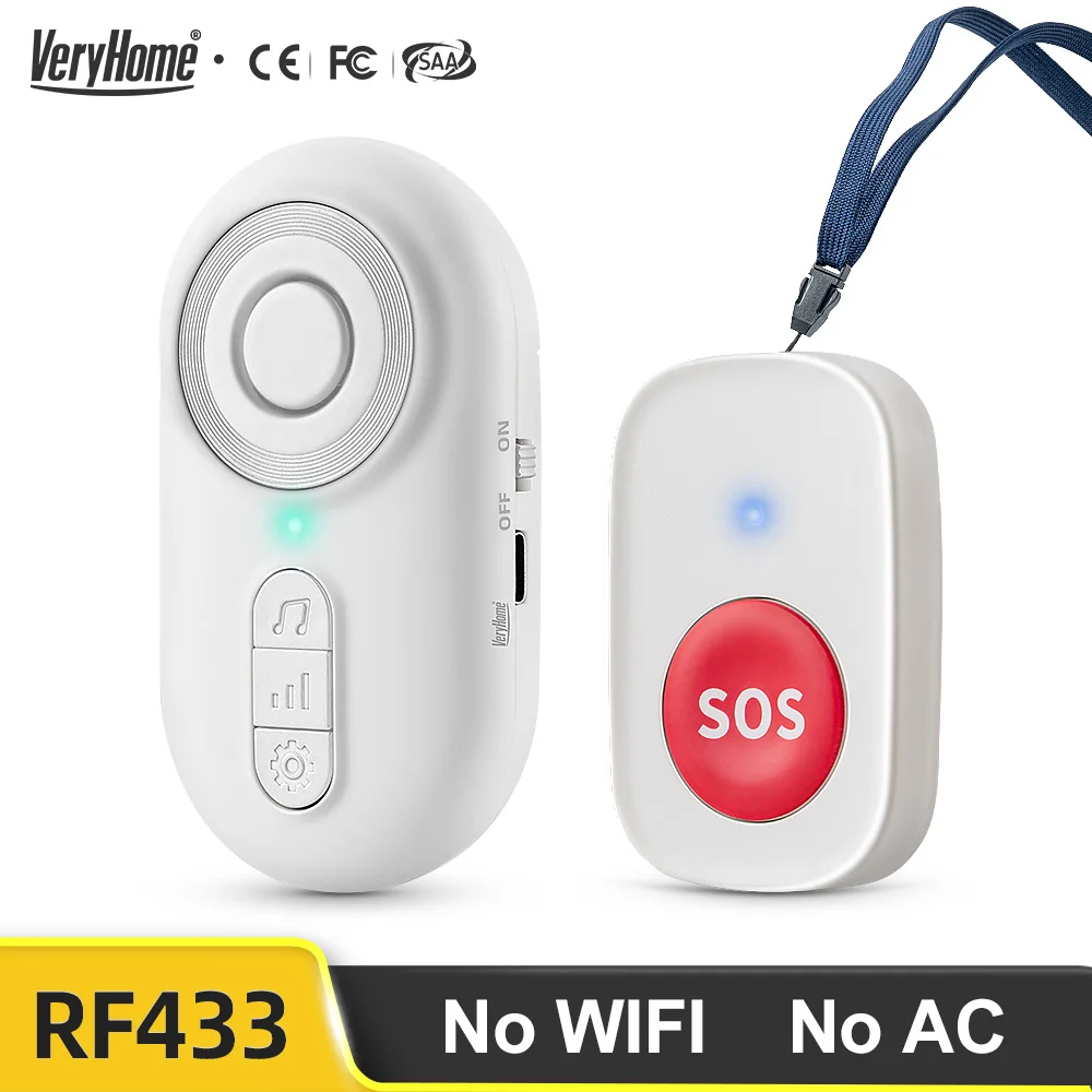 Caregiver Pager Wireless Nurse Call Buttons for Elderly Monitoring SOS Alert System Portable Alarm Call Bell for Nursing Home